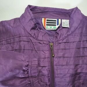 EVR Purple 100% Silk Bomber Jacket Lightweight Vintage‎ 90s Style Size L